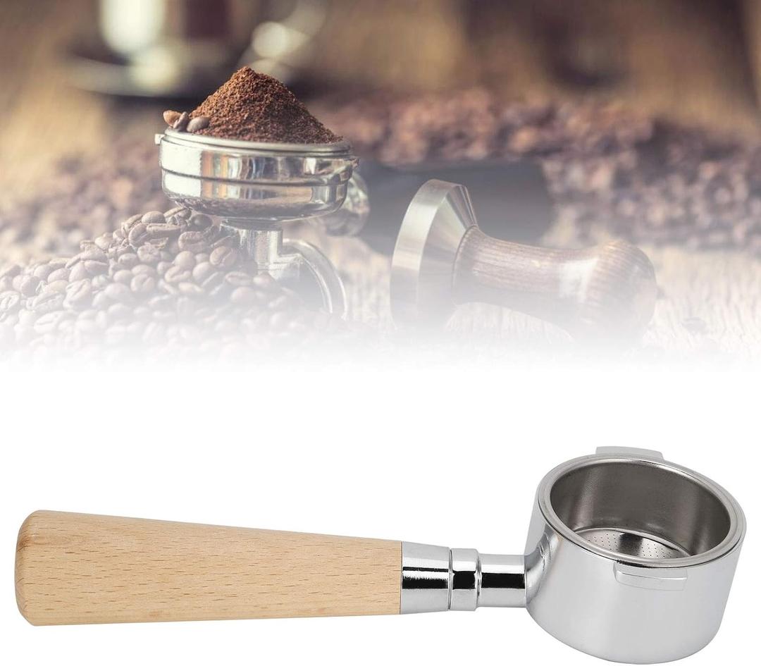 51mm Espresso Bottomless Portafilter ,Fits EC680 / EC685 Espresso Machine,304 Stainless Steel Filter Basket with Puck Screen and Walnut Handle (Wood)