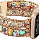 Boho Bracelet Compatible with Apple Watch Band 41mm 40mm 42mm 38mm 49mm 46mm 45mm 44mm Natural Stone Beaded iWatch Band Women Men Apple Watch Strap Ultra Series 11/10/9/8/7/6/5/4/3/2/1/SE 3/Ultra 3 (Colorful Beads)