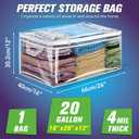 2 x Large Storage Bag for Clothes, Jumbo Zipper Totes, 20 gal Clear - 1 pack