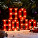 Festive HO HO HO Christmas Decor, LED Light Up Letters Sign, Battery Powered Christmas Decorations Indoor for Home Tabletop, Bar & Xmas Party, Perfect for Holiday Gift & Indoor Decor Accent