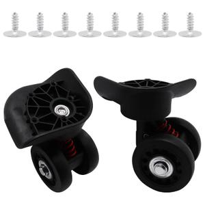 Luggage Wheels Replacement Kit, Suitcase Wheels Replacement with Screws, 360 Rotation Spinner Wheel, Mute Double Row Swivel Wheel for Luggage Suitcase Trolley (Black, 2PCS)