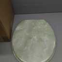 Round Toilet Seat Natural Wood Toilet Seat with Zinc Alloy Hinges, Easy to Install also Easy to Clean, Anti-pinch Marble Toilet Seat by Angol Shiold (Round, Green Marble)
