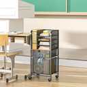 Feyejade 6-Tier Rolling File Cart with 2 Drawers, File Cabinet Organizer for Hanging File Folders, Letter-Size File Storage with Wheels, Multi-Layer Mobile Filing Cabinet for Office and Home