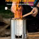 YEFU Tabletop Fire Pit 9.7 x 7.1 in, Flame Intensity Control Camping Stove for Outdoor & Patio, Fueled by Pellets or Wood, Safe Burning Table Top Firepit, with Travel Bag & 2 Mini Sticks, Silver