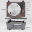 All in One Vinyl Record Player,Bluetooth Turntable Built in 4 Stereo Speakers Phono Preamp,High Fidelity Turntables for Vinyl Records with Magnetic Cartridge AT-3600L,2-Speed,33/45RPM,USB PC Recording