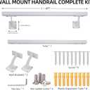 4 FT Heavy Duty White Metal Stair Railing Indoor- 48 Inch Wall Mount Iron Pipe Hand Rails for Indoor Stairs, Outdoor Steps Handrails, Safety Wall Grab Bar for Handicap