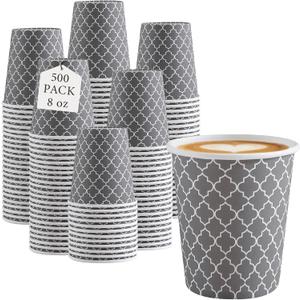 Lamosi Coffee Cups 8 oz 500 Pack, Disposable Paper Coffee Cups, Hot Cups | Insulated Paper Cups No Lids for Hot Drinks, Cold Beverage, Tea, Office, Events, Meetings and Parties