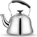Tea Kettle Stovetop Whistling Teakettle ClassicTeapot Stainless Steel Tea Pots for Stove Top with Heat-resistant Folding Handle Mirror Finish, 2 Liters