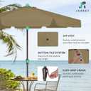 JEAREY 9 FT Patio Umbrella Outdoor, Table Umbrellas Market Umbrella w/Push Button Tilt/Crank, 8 Sturdy Ribs(Tan)