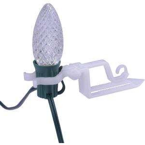 C7 C9 Outdoor Christmas Lights Clips,Adjustable Quick Clips for Shingle,Gutter,Roof,Fence,C9 White,100 Pack