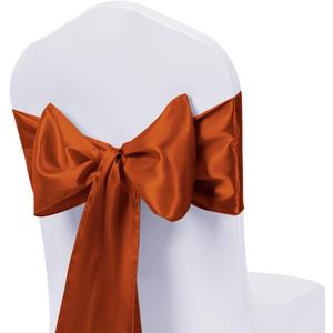 Pack of 50 Wedding Satin Chair Sashes Terracotta Bows 7x108inch Ribbon Fabric Bands for Banquet Party Hotel Restaurant Ceremony Event Chairs Knots Ties Decorations - Terracotta, 50PCS