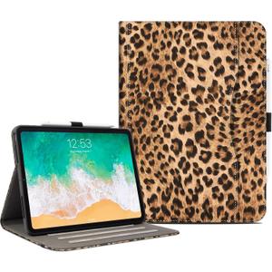 Lokigo for iPad Pro 11 Inch Case (M5/M4) 2025/2024, Leopard iPad 11 Inch Pro Case with Pencil Holder/Hand Strap/Pocket, Protective Soft Back Smart Stand Cover, Auto Wake/Sleep, Brown Cheetah Print