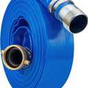 1-1/4" x 50ft PVC Lay Flat Water Pump Discharge Hose with NPT Pin Lug and Nipple Fittings, Heavy Duty Reinforced Pool Backwash Hose Assembly