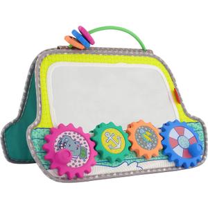 Infantino Busy Board Mirror & Sensory Discovery Toy Boat for Fine Motor Skill Development with Gears, Beads, High Contrast Prints, Tummy Time, Sit & Play or On The Go, for Newborns, Babies & Toddlers (Medium)