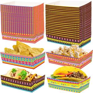 60 Pcs Fiesta Mexican Nacho Trays Food Snack Disposable Containers Paper Party Decorations Kids Adult Fiesta Party Supplies Cinco De Mayo Decorations