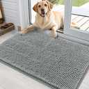 OLANLY Dog Door Mat for Muddy Paws 36x24, Absorbs Moisture and Dirt, Absorbent Non-Slip Washable Doormat, Quick Dry Chenille Mud Mat for Dogs, Entry Indoor Entryway Carpet for Inside Floor, Grey
