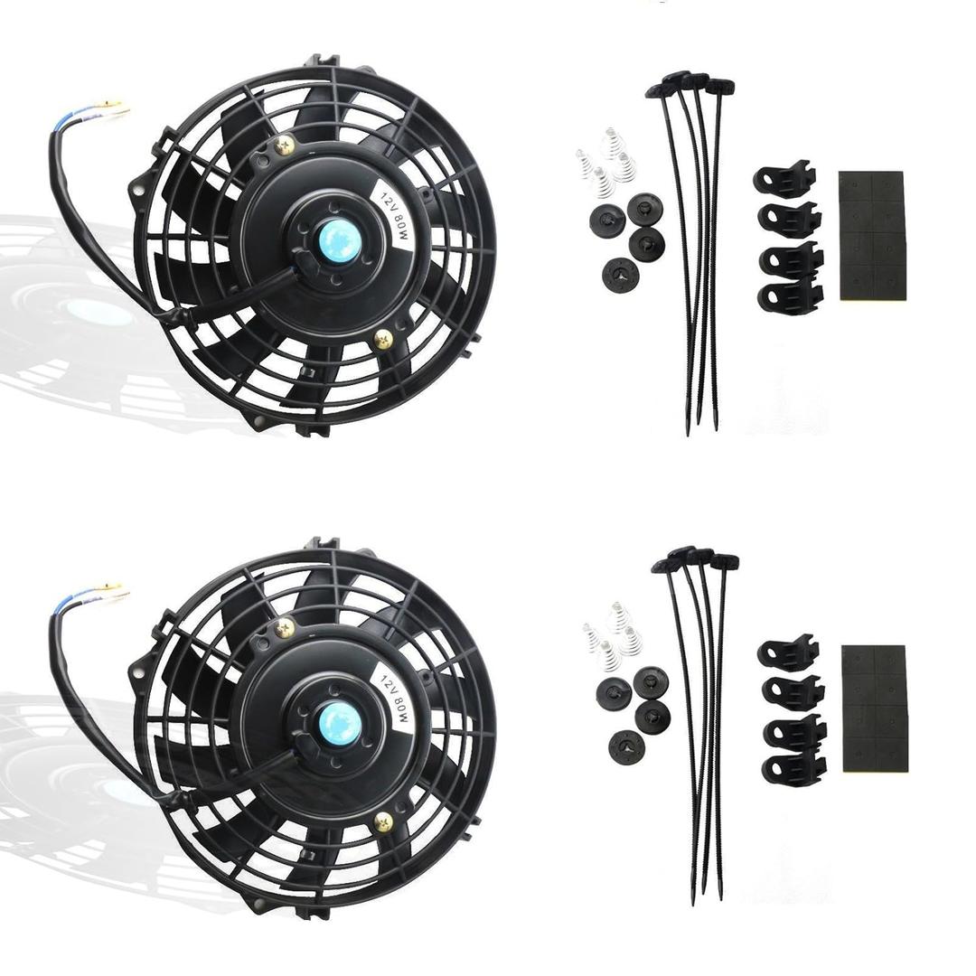 MOSTPLUS Black Universal Electric Radiator Slim Fan Push/Pull 12V + Mounting Kit(7 Inch) Set of 1