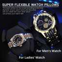 TRIPLE TREE Double Watch Winder+ 3 Soft Leather Watch Pillows LED Automatic Watches Winding Box Wood Shell Mechanical Watch Shaker Japanese Quiet Motor Watch Spinner Case Fit Lady and Man Watches