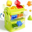 Aprilwolf Montessori Shape Sorter Learning Toys for 1 Years Old, Baby Toys 12-18 Months with 6 Sensory Shape Blocks, Developmental Infant Birthday Gifts for Toddler Age 1 2 3