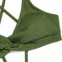 ZAFUL Women's Texture Bikini Sets with Criss Cross Back Two Piece Swimsuit Removeable Pads Swimwear Deep Green Medium (Green)