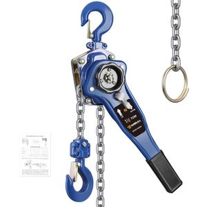 ANBULL Lever Chain Hoist 3300LBS 20FT, 1-1/2 Ton 6M Manual Ratchet Chain Puller Hoist w/G80 Galvanized Chain & Portable Hooks, lever block hand come along