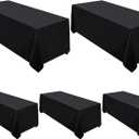 Surmente 5 Pack Black Tablecloth 90 x 132-inch Rectangular Polyester Table Cloth for Weddings, Banquets, or Restaurants