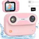 Bestrip Kids Underwater Camera, 1080P HD Waterproof Digital Camera with 2.4" IPS Screen, Birthday Gifts for Boys Girls Children, Toddler Cameras Toys for 3 4 5 6 7 8 9(Pink)
