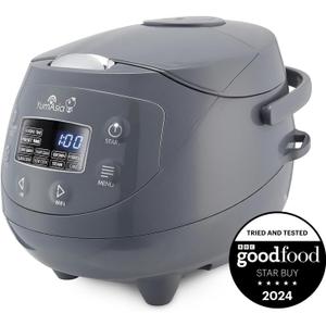 Yum Asia Panda Mini Rice Cooker With Ninja Ceramic Bowl and Advanced Fuzzy Logic (3.5 cup, 0.63 litre) 4 Rice Cooking Functions, 4 Multicooker functions, Digital LED display - 120V (Cobalt Grey)