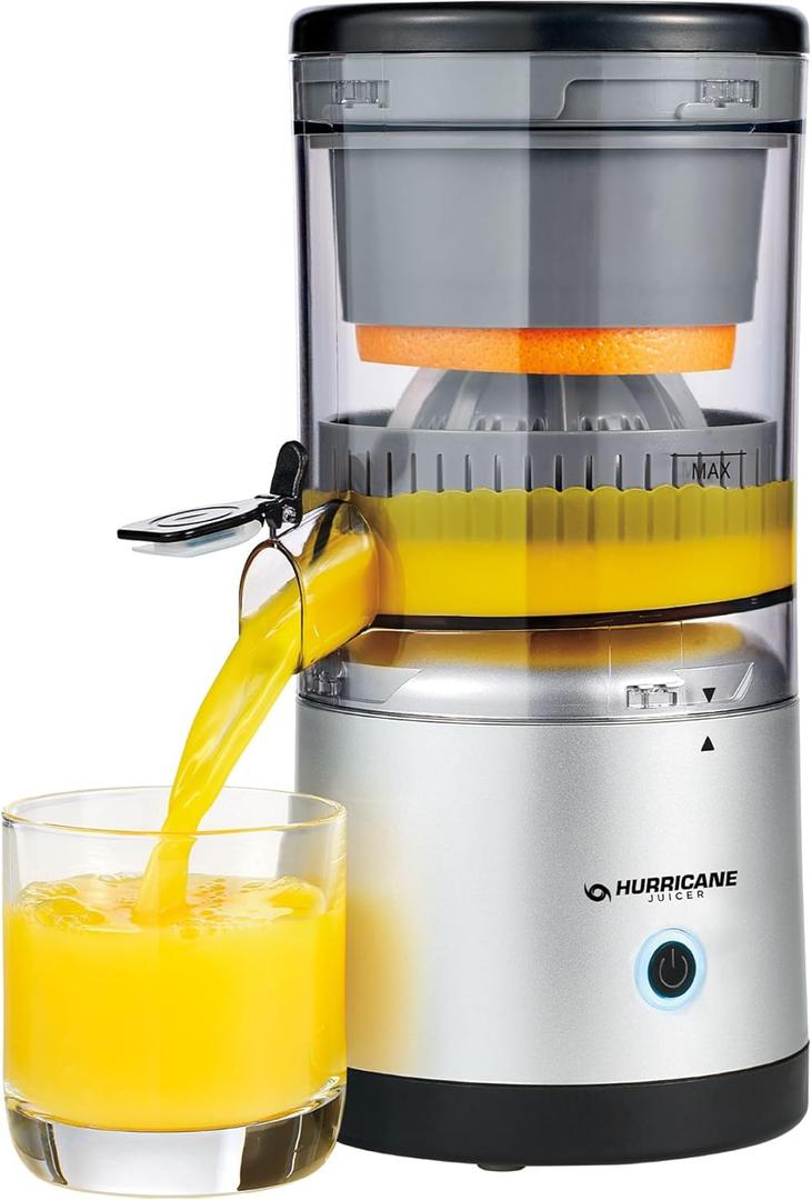 Hurricane Juicer, Powerful Cordless Juice Extractor Machine, Compact Design Fruit Juicer with Dishwasher-Safe Parts, Rechargeable 500 RPM Electric Juicer for Oranges, Berries & More