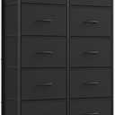 SONGMICS Dresser for Bedroom, Chest of Drawers, Steel, MDF, 10 Non-Woven Fabric Drawers, Storage Organizer Unit, Closet, Entryway, Rustic Brown and Ink Black ULGS125B01S