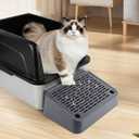 Cat Litter Box Ramp, Litter Box Step Mat with Filter Function, Cat Litter Catcher for Self-Cleaning Litter Boxes, Cats Pedal Stool Ideal for Kitten & Elderly Cats (Dark Grey)