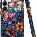 Case for Samsung Galaxy S25,Colorful Floral Flower Art Phone Case Drop Resistant Glossy 2 in 1 Solid Dual-Layer Cover for Girl Women