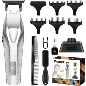 KEMEI KM-3023-702 Professional Hair Clipper for Men, Zero Gapped Cordless Beard Trimmer, Barber Clippers with USB Rechargeable, Edgers, Fade Clipper, Gift for Men