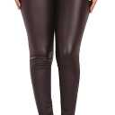 Womens High Waisted Stretch Faux Leather Pants PU Coated Legging Juniors Purple Brown (095-purple Brown 5)