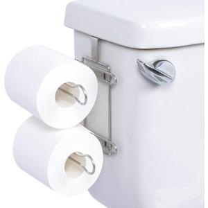 TQVAI Over The Tank Toilet Paper Roll Holder Stainless Steel Bathroom Tissue Storage Rack, Chrome Finish