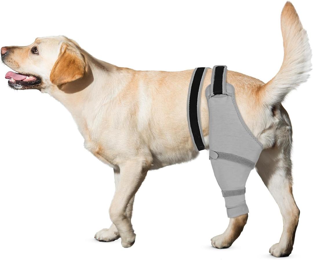 Dog Sleeve for Rear Legs to Stop Licking, Upgraded Surgical Recovery Sleeve for Hind Back Leg Wound,TPLO, ACL Surgery, Light Comfortable Cone Alternative(XL,Left) (Black-Gray)