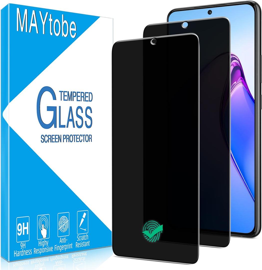 MAYtobe [2-Pack Privacy Screen Protector Designed for Samsung Galaxy S22 Plus Tempered Glass,Support Fingerprint Unlocking, No Bubbles, Anti Scratch, Easy to Install