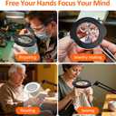 Magnifying Glass with Light and Stand, 10X 30X Desktop LED Magnifying Lamp with Base and Clamp, 5 Color Modes, 3 Dimmable Levels Hands Free Magnifying Glass for Reading, Close Work, Crafts, Jewelry