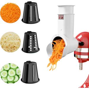 Slicer Shredder Attachment for Kitchen Aid Stand Mixer, Cheese Grater, Vegetable Shredder, Large Salad Machine with Vegetable Slicer, Salad Maker with 3 Blades, Dishwasher Safe