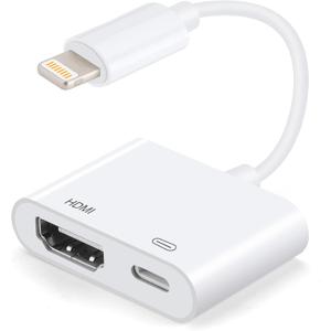 [Apple MFi Certified] Lightning to HDMI Adapters with Digital AV 1080P Video & Audio Sync Screen Converter, Compatible with iPhone 14 Pro Max/13/12/X /8Plus / iPad/iPod-White
