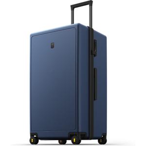 LEVEL8 Trunk Luggages, 28 Inch Luggage with Spinner Wheels, Luminous Textured Checked Large Hard Shell Lightweight with Tsa Lock, Navy