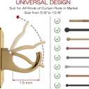2 Pcs Gold Self Adhesive Curtain Rod Brackets, Universal Plastic & Stainless Steel, Wall Mount, 2 Pcs Gold