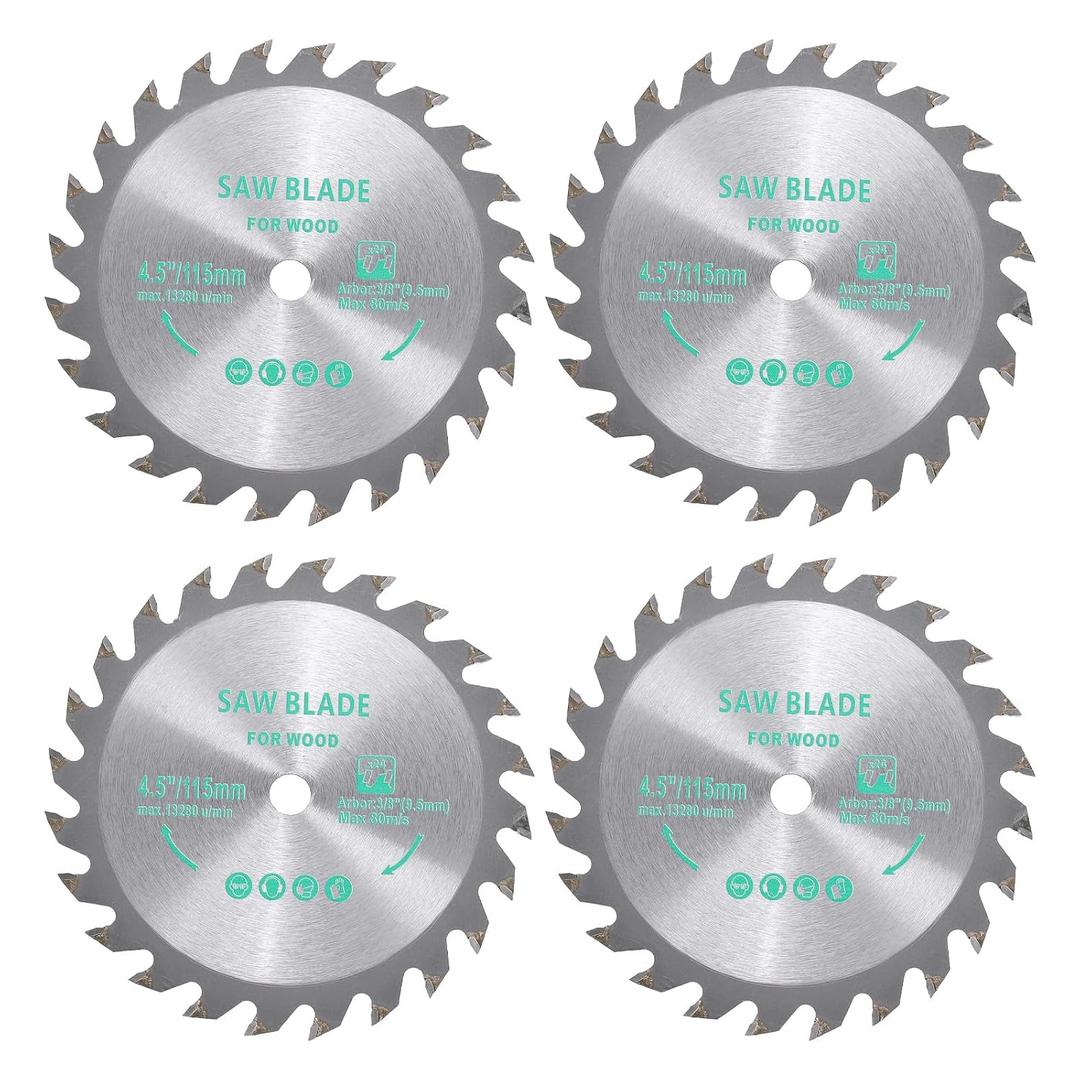 4pcs Circular Saw Blade - [4-1/2 Inch x 24 Teeth x 3/8 Inch Arbor] Tungsten Carbide Tipped Table Miter Saw Blades for Wood Aluminum Soft Metal Use | Silver Tone