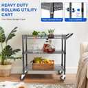 YNN Black Utility Rolling Cart,990Lbs 3 Tier Heavy Duty Metal Cart with Wheels & Handle NSF Wheeled Cart 31" D x 18" W x 33" H for Bedroom, Bathroom, Kitchen,Garden,Decor,Serving