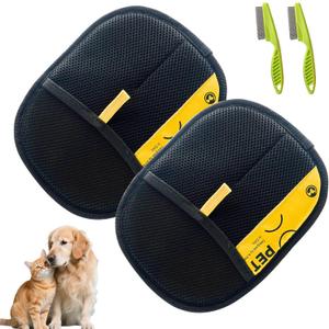 Pet Hair Removal Glove for Cats & Dogs,Pet Hair Remover Electrostatic Gloves,Efficient Pet Grooming Gloves with Hair Comb,Reusable Cat & Dog Hair Remover for Couch, Furniture, Carpet, Curtain(2PC)