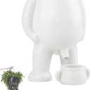 Funny Peeing Plant,5.4 Inches Ceramic Funny Body Plant Pot,Penis Planter,Novelty Peeing Plant Pot with Drainage,Pot Gift for Home Plant Enthusiasts, Friends, Family Or Colleagues Home Decor (White)