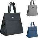 2 x Della Gao Insulated Lunch Bag for Women Men, Waterproof Small Lunch Tote Lunch Box, Reusable Lunch Bags for Work, Party, Travel and Picnic (Black)