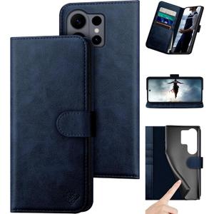 DuckSky Compatible with Samsung Galaxy S26 Ultra Genuine Leather Wallet caseRFID Blocking4 Credit Card HolderReal Leather Flip Phone case Cover Women Men for Samsung S26 Ultra case Dark Blue