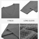 Yousify Mens V Neck Pullover Sweater Waffle Knit Casual Textured Pullover Long Sleeve Slim Fit Fall Sweaters (Gray)