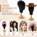 RattanView 2 Pcs Wig Stand with Head 23 Inch Linen Mannequin Head with Wooden Stand Canvas Mannequin for Hats Wigs Caps Headdress Home Store Hair Salon(Black)